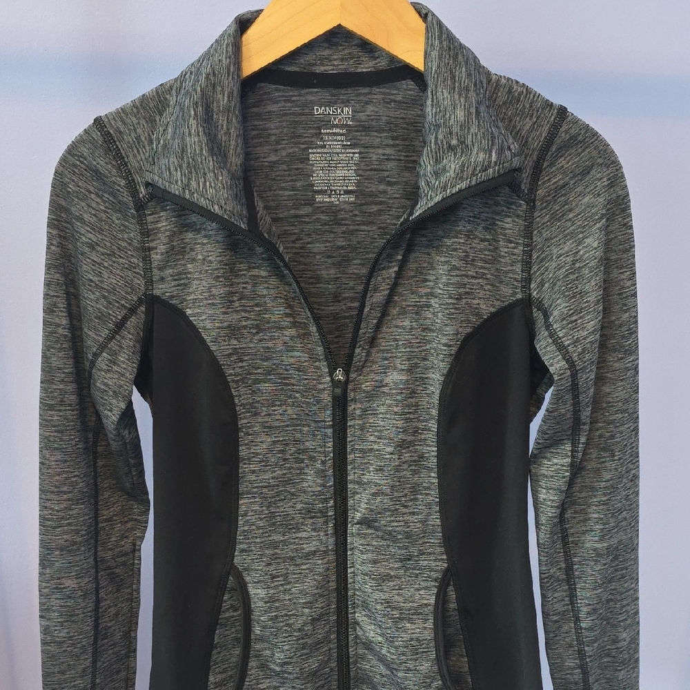 Danskin Women's Heathered Gray and Black Zip-Up Jacket
